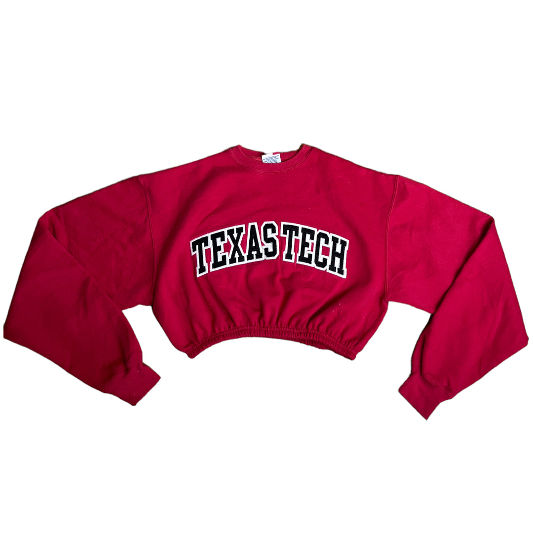 Texas Tech University Reworked Crop Crewneck Sweatshirt