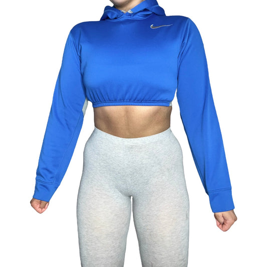 Nike Drifit Blue Reworked Crop Hoodie