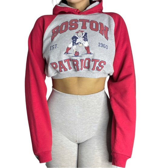 Boston Patriots Vintage Logo Crop Hoodie