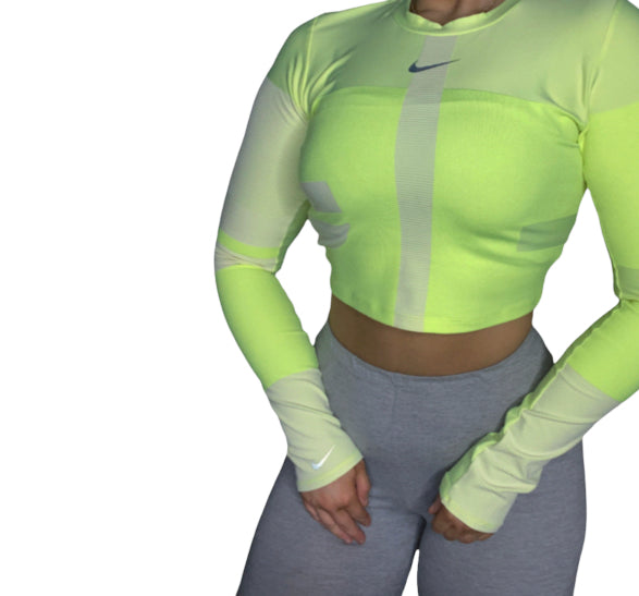 Nike Tech Neon Green Knit Spandex Crop Top