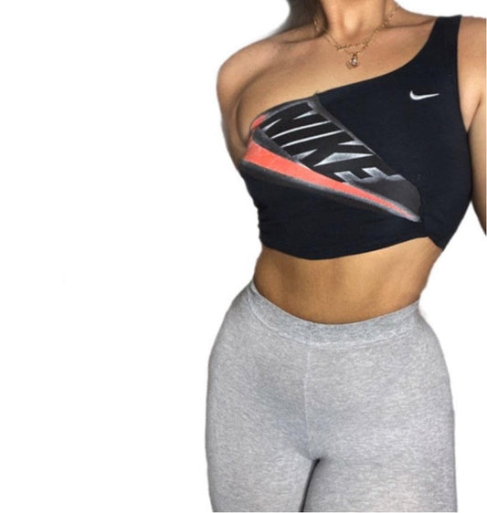 NIKE Reworked Remix One Shoulder Top