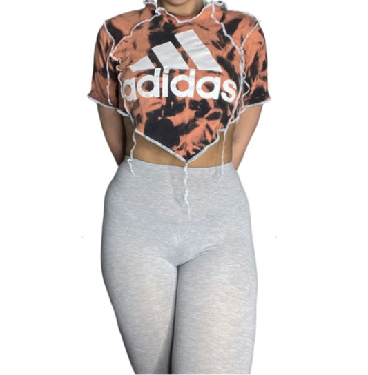 Adidas Contrast Stitch Bleach Dye Crop Top