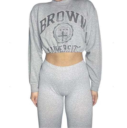 Brown University Reworked Crop Crewneck Sweatshirt