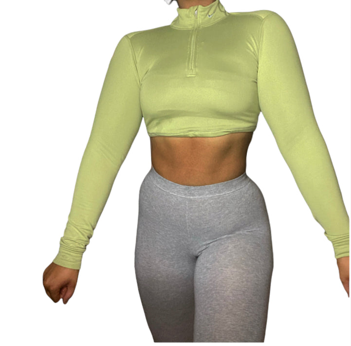 NIKE Vintage Lime Green Cropped Quarter Zip