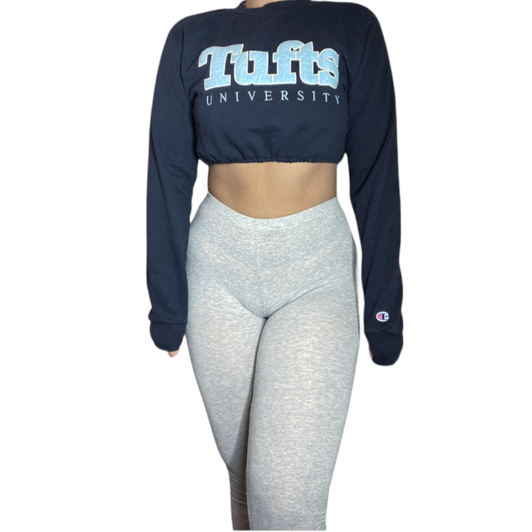 Tufts University Reworked Crop Crewneck Sweatshirt