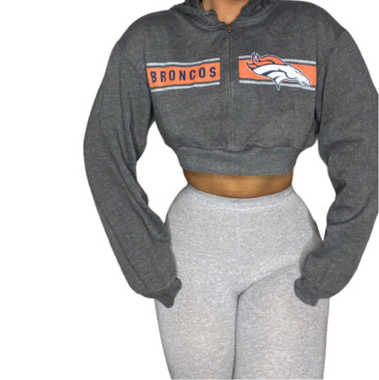 Denver Colorado Broncos NFL Reworked Crop Zip Up