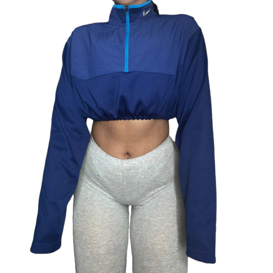 Nike Blue Reworked Crop Quarter Zip Up