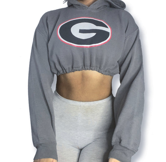 University of Georgia Reworked Crop Hoodie Sweatshirt