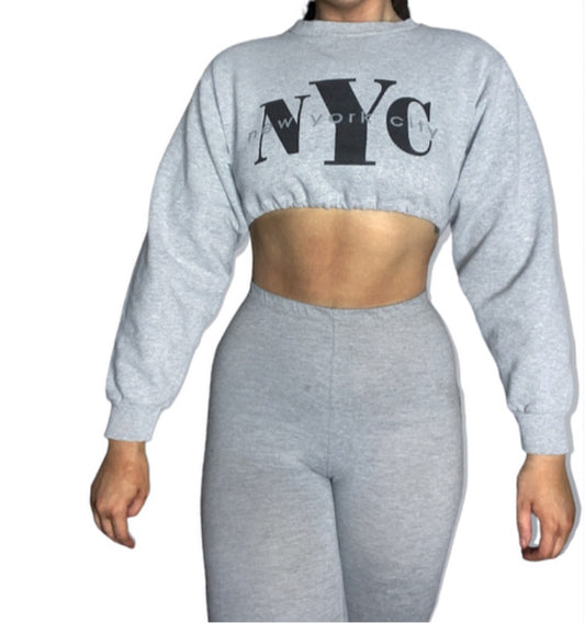 NYC Reworked Crop Crewneck Sweatshirt