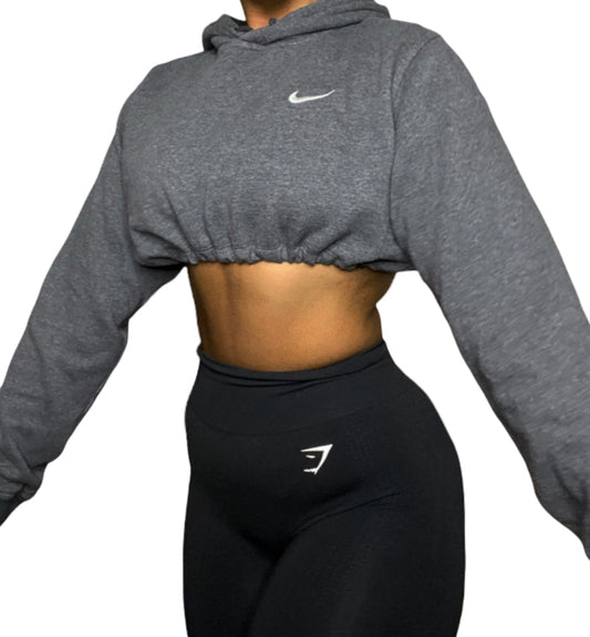 NIKE Reworked Crop Grey Hoodie