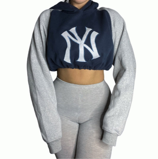 New York Yankees Reworked Crop Hoodie