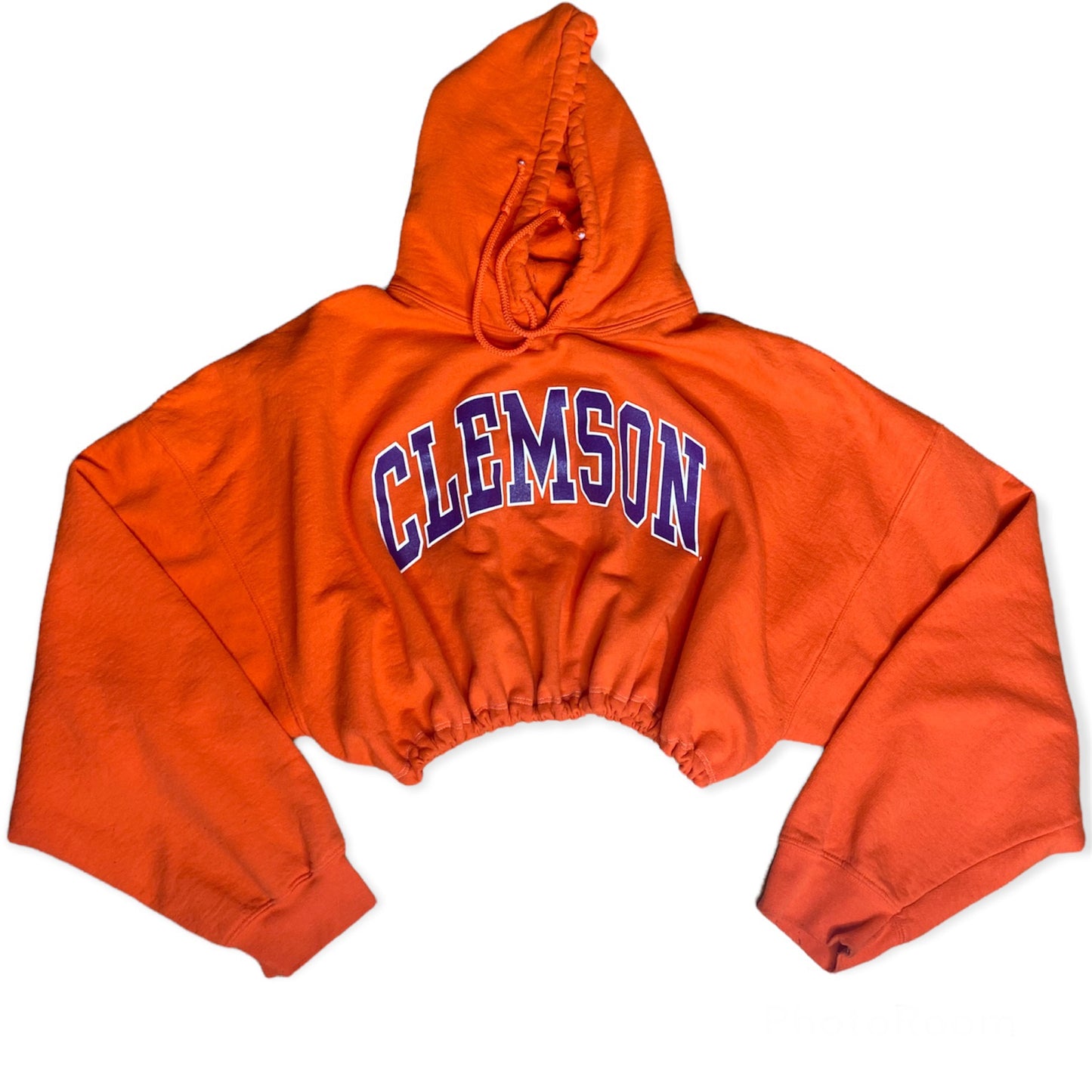 Clemson Reworked Crop Hoodie Sweatshirt