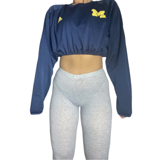 University of Michigan Reworked Long-sleeve Crop Top