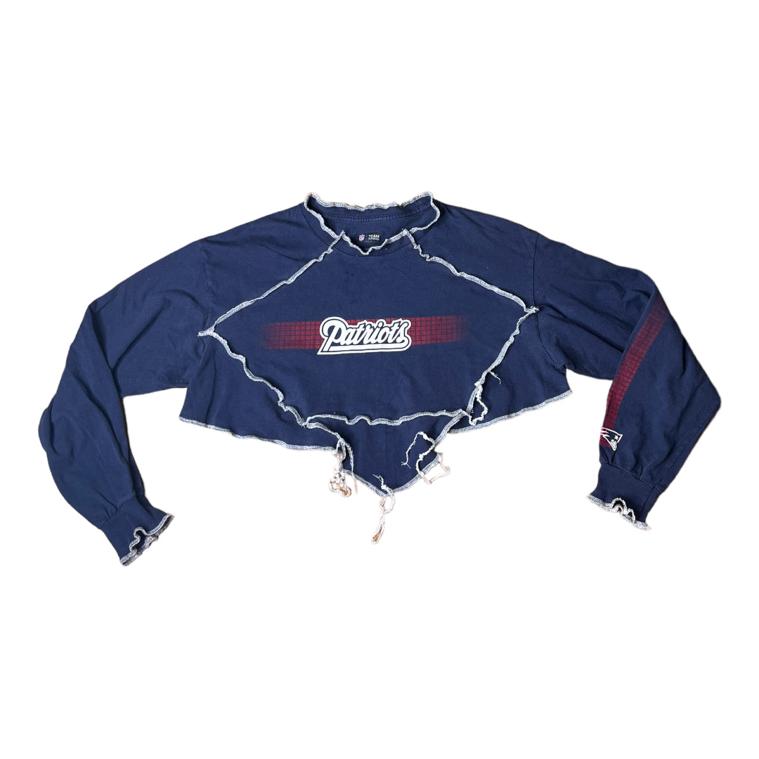 New England Patriots Contrast Stitch Long sleeve Crop Top