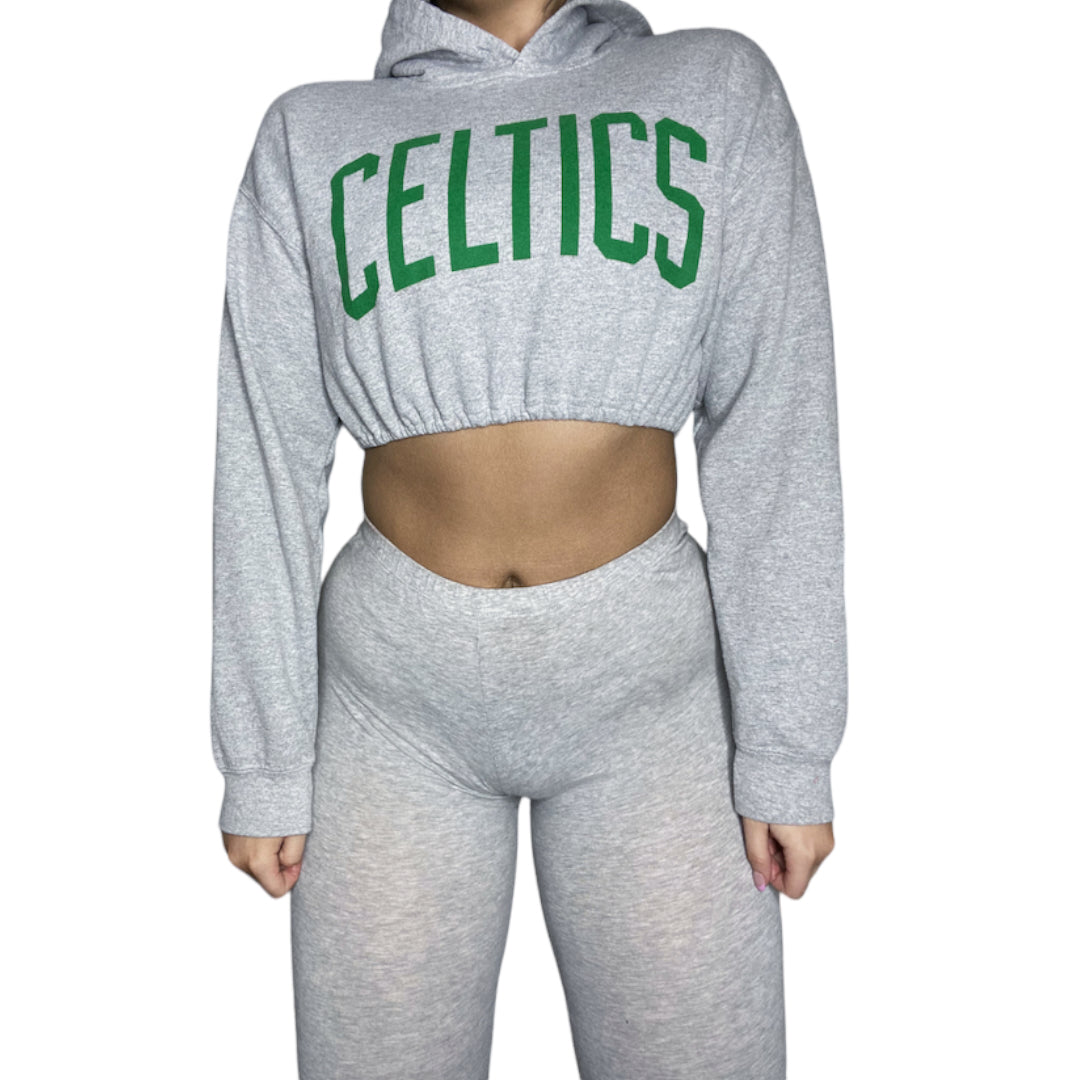 Boston Celtics Reworked Crop Hoodie Sweatshirt