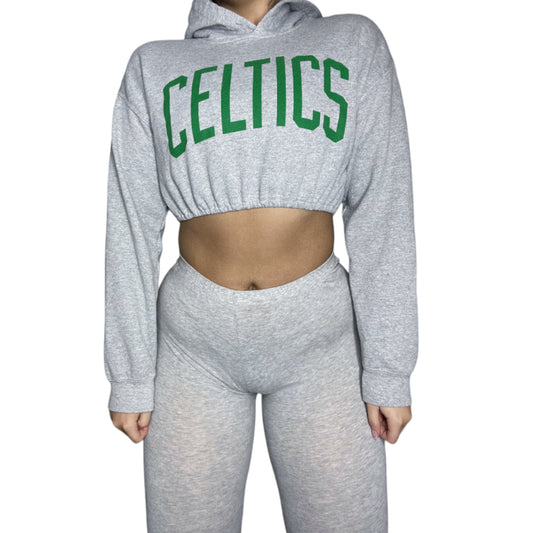 Boston Celtics Reworked Crop Hoodie Sweatshirt