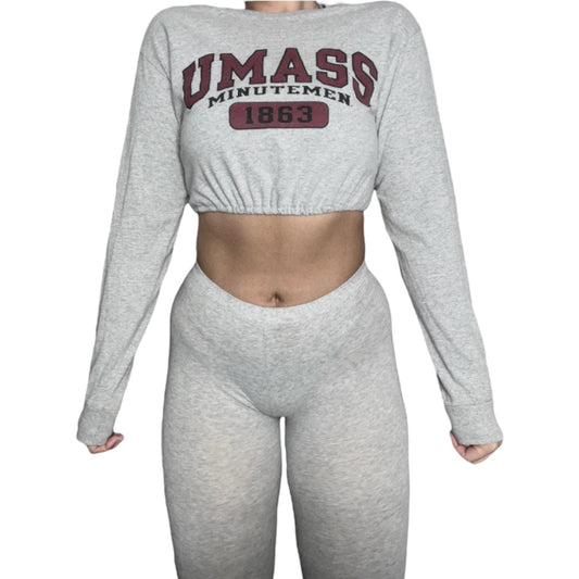 Umass Amherst Long-sleeve Reworked Crop Top