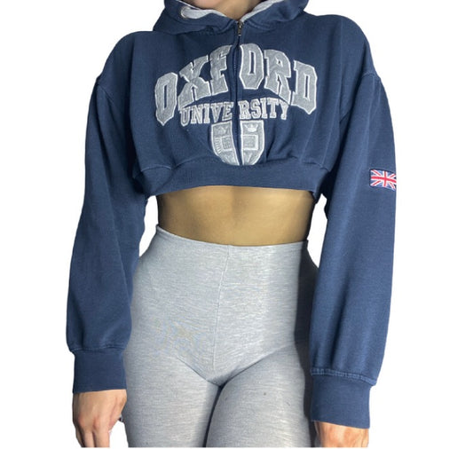 Oxford University Reworked Crop Zip Up Hoodie