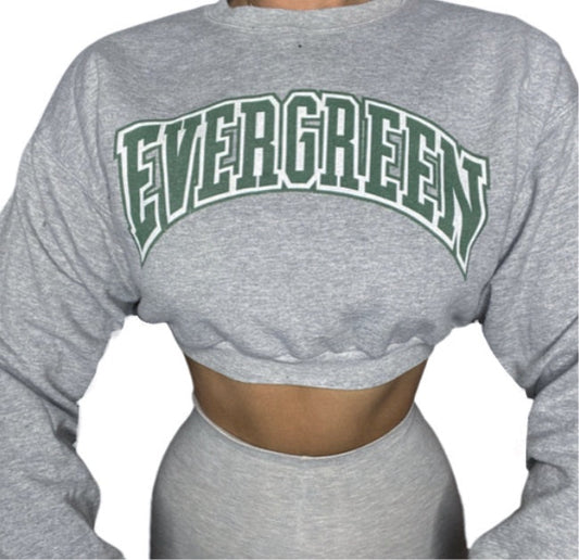 Evergreen Reworked Crop Crewneck