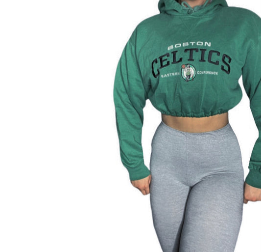 Boston Celtics Reworked Crop Hoodie Sweatshirt