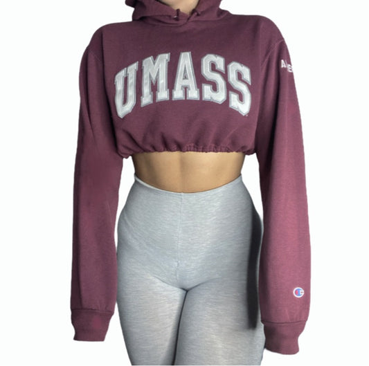 UMASS Amherst Reworked Crop Hoodie