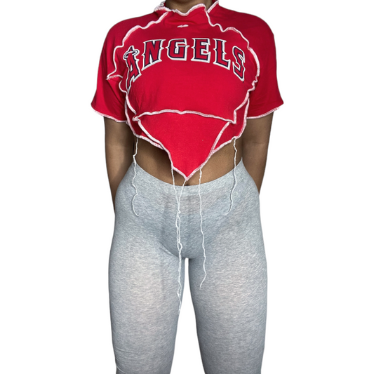 Los Angeles Angels Reworked Contrast Stitch Crop Top