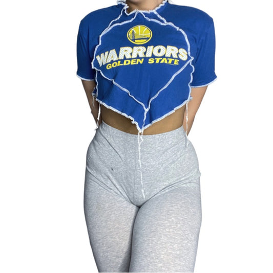 Golden State Warriors Reworked Contrast Stitch Crop Top