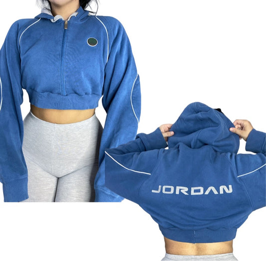 Jordans Reworked Crop Zip Up Hoodie