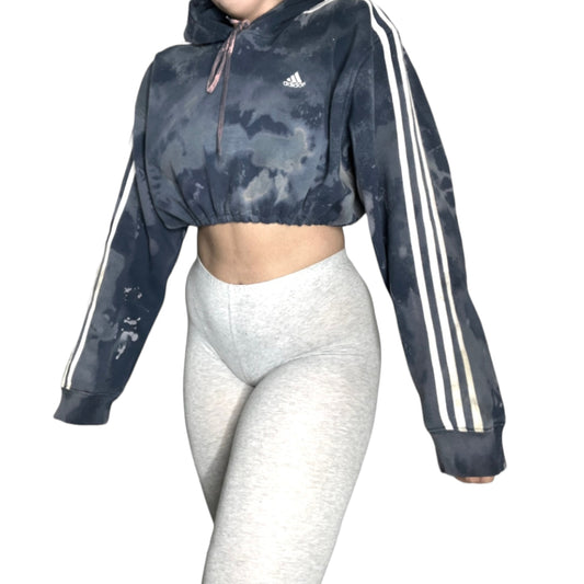 Adidas Bleach Tiedye Reworked Crop Hoodie