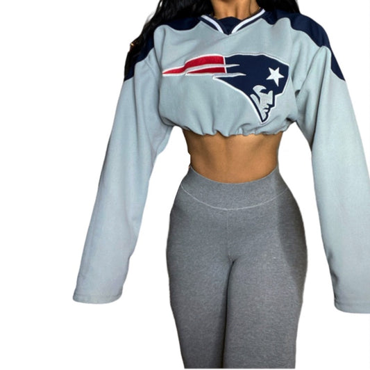 New England Patriots Reworked Jersey Style Crop Top