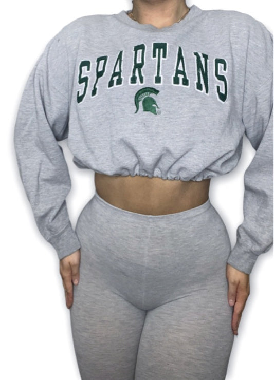 Michigan State Spartans Reworked Crop Crewneck