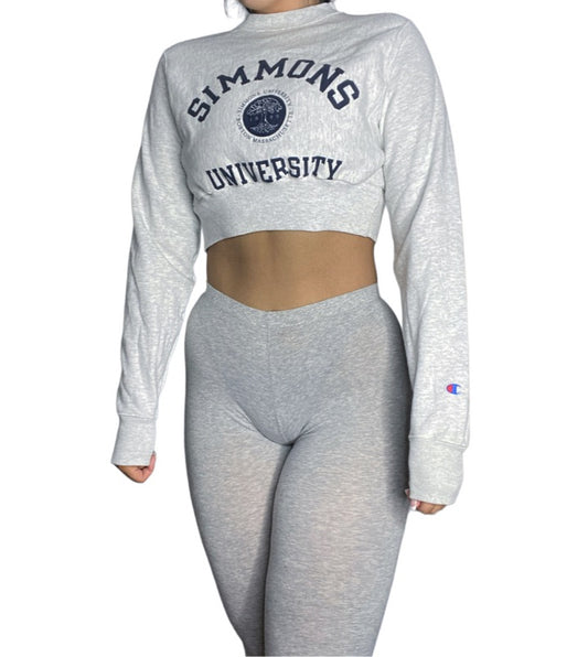 Simmons University Reworked Crop Crewneck