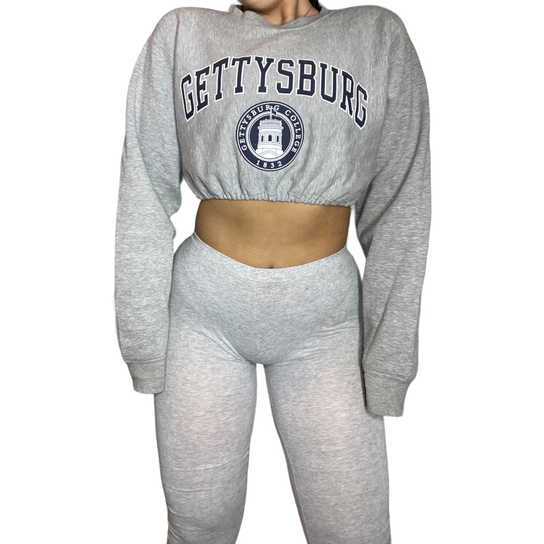 Gettysburg College Reworked Crop Crewneck Sweatshirt