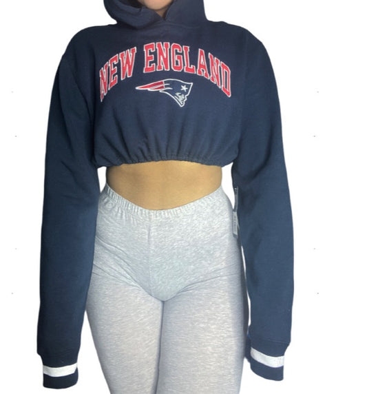 New England Patriots Reworked Crop Hoodie