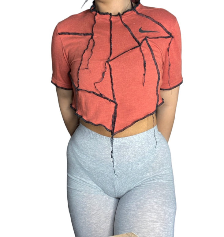 Nike Reworked Crop Contrast Stitch Top