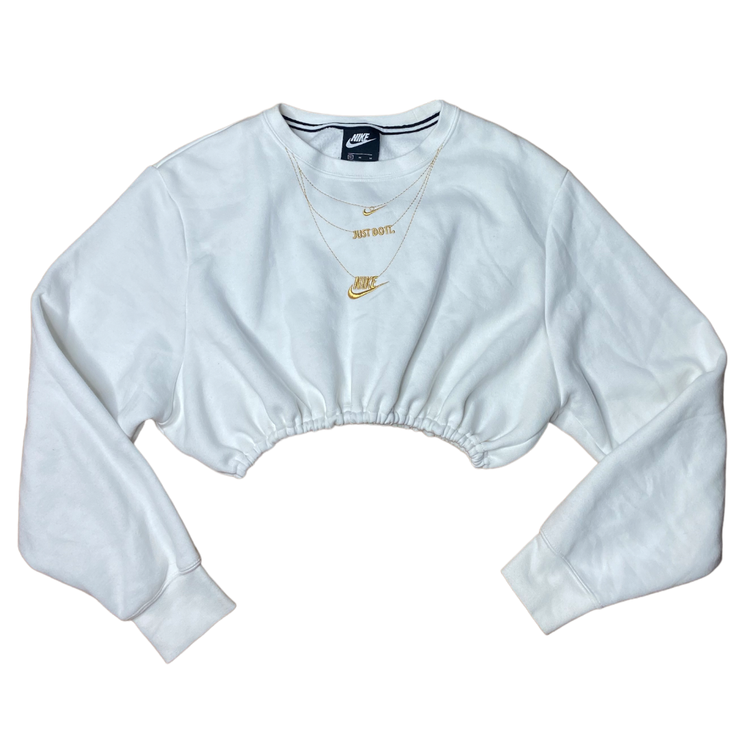 Nike Reworked Gold Embroidered Crop Crewneck Sweatshirt