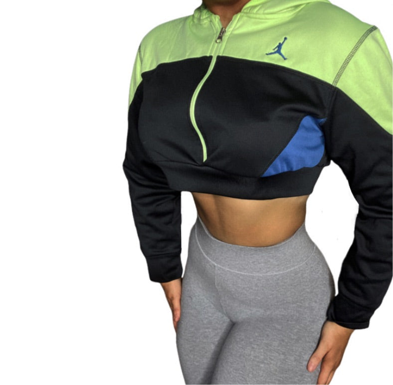 Jordans Reworked Crop Zip Up Hoodie