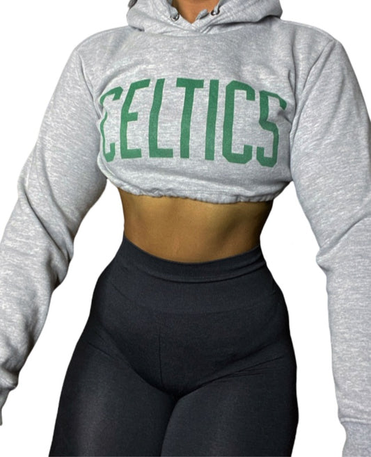 Boston Celtics Reworked Crop Hoodie Sweatshirt