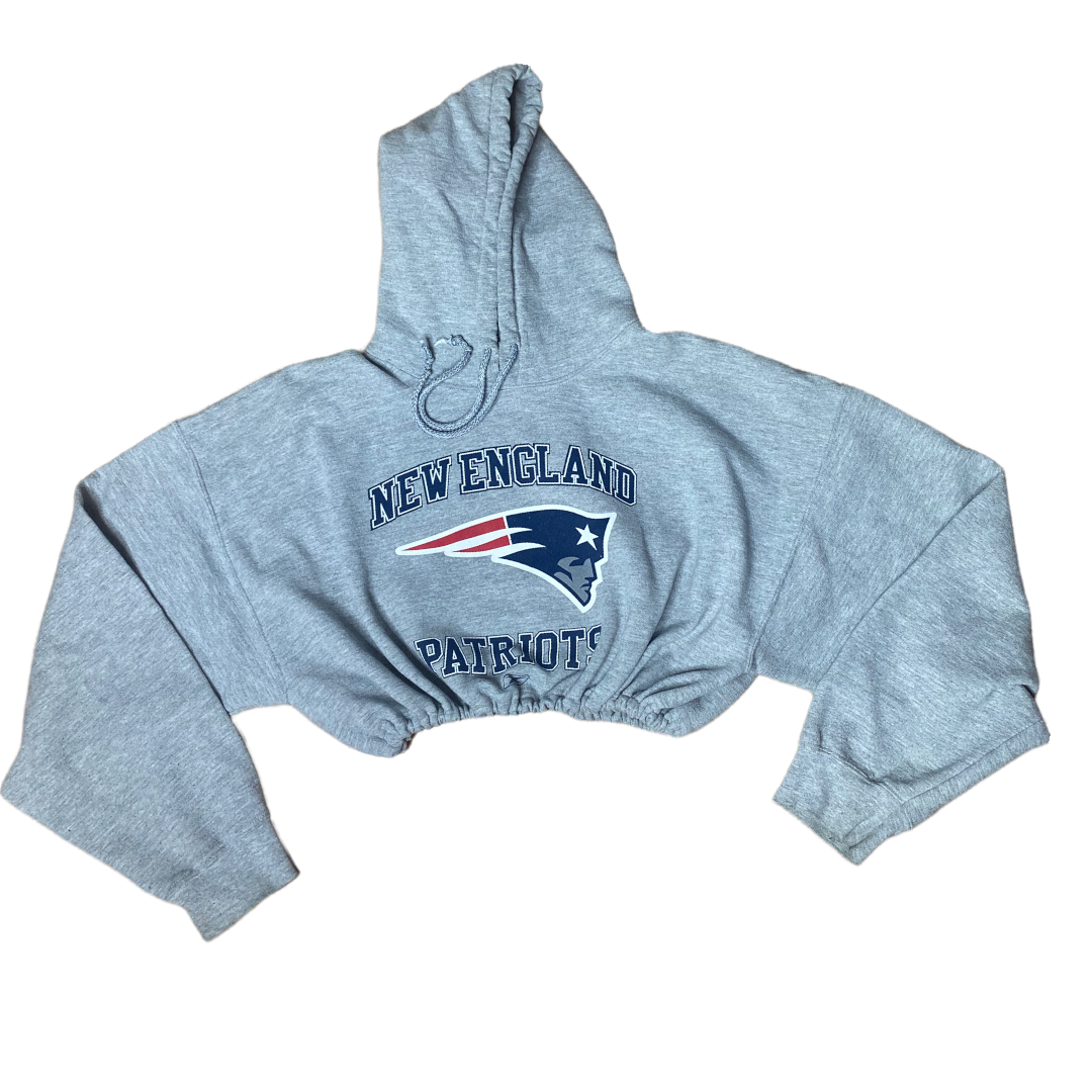 New England Patriots Reworked Crop Hoodie Sweatshirt