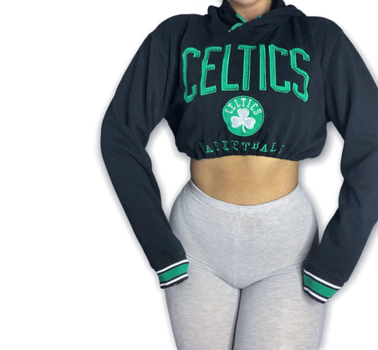 Boston Celtics Reworked Crop Hoodie Sweatshirt