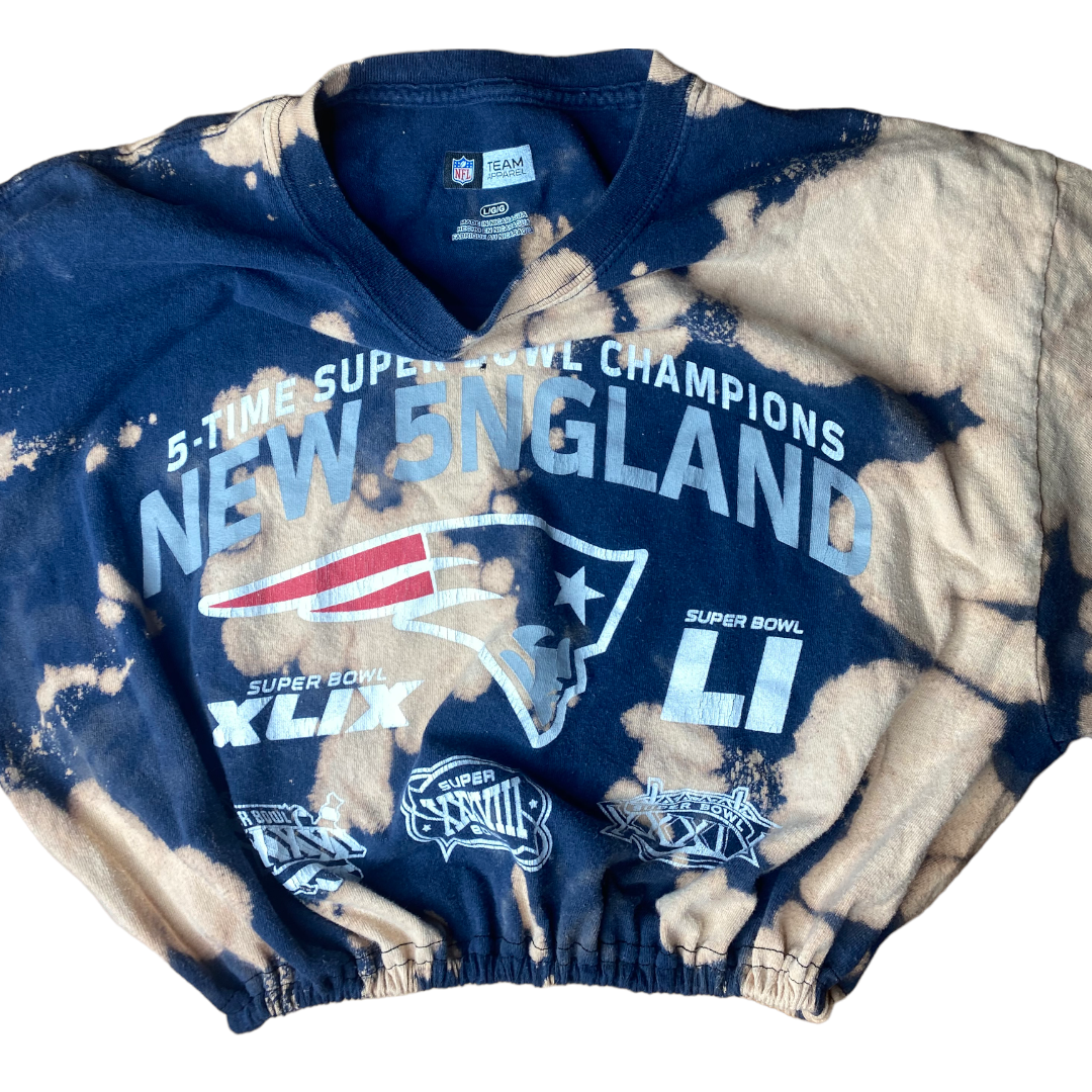 New England Patriots Bleach Dye Crop Top