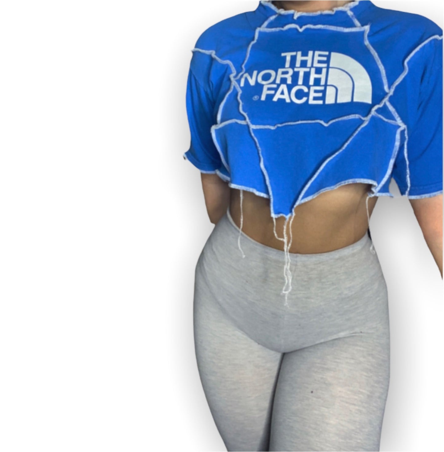 North Face Reworked Reverse Seam Patchwork Crop Top