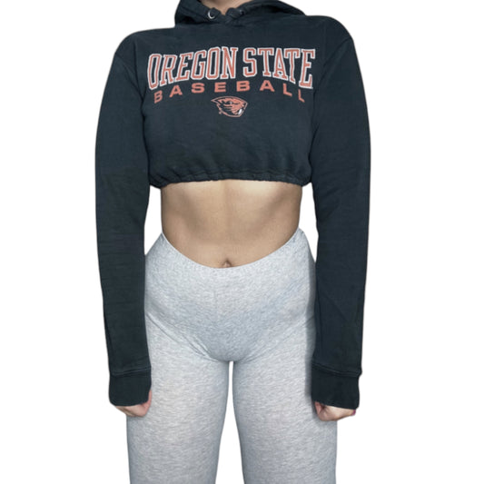 Oregon State University Reworked Crop Hoodie Sweatshirt