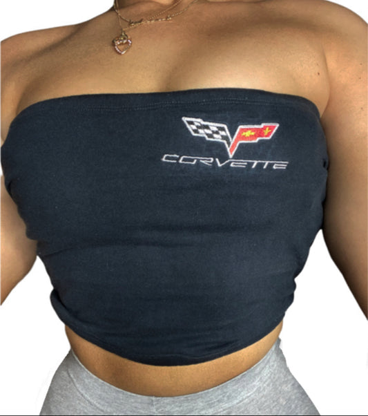 Vintage Corvette Embroidered 90s Tube Top