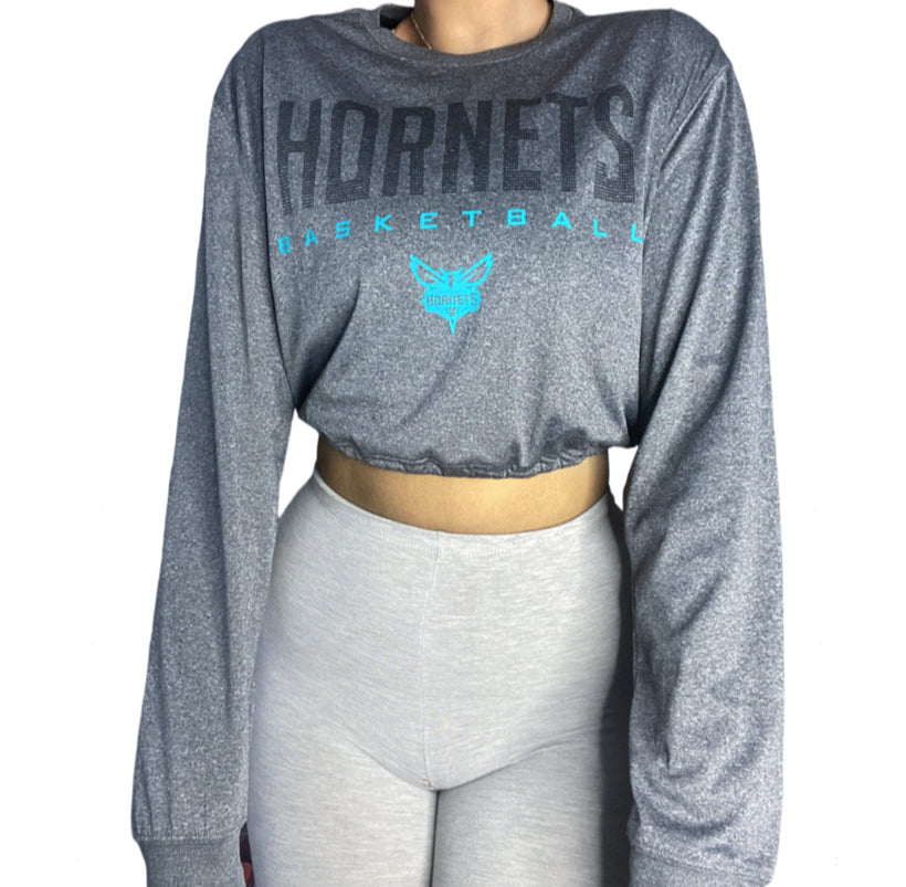 Charlotte Hornets Reworked Long sleeve Crop Top