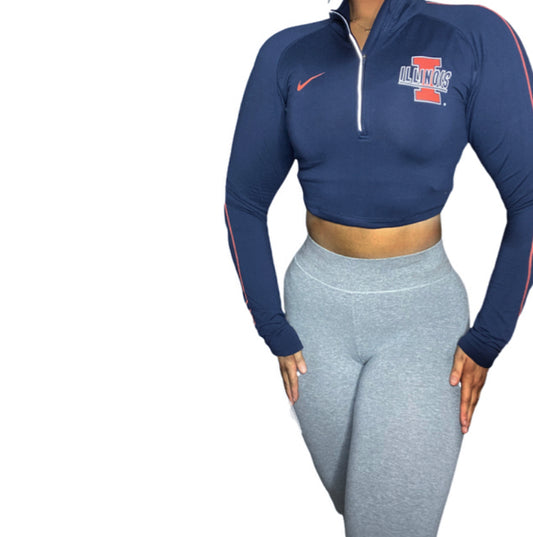 NIKE University of Illinois Reworked Crop Quarter Zip