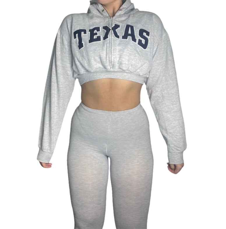 Texas Reworked Crop Zip Up Hoodie