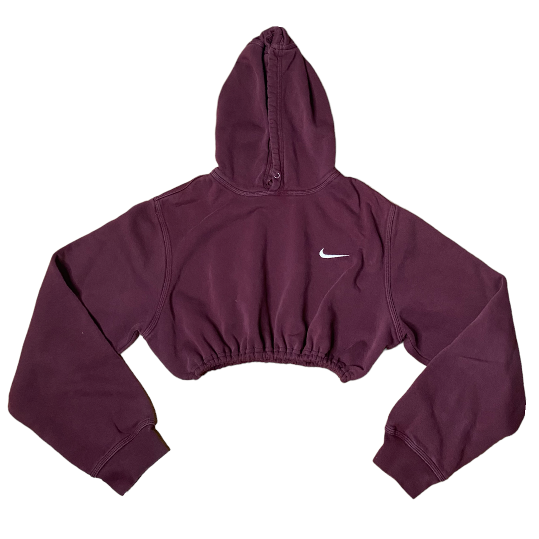 Nike Reworked Burgundy Crop Hoodie