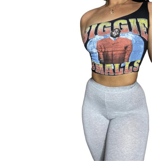 Vintage BIGGIE SMALLS 90s Reworked One Shoulder Crop Top