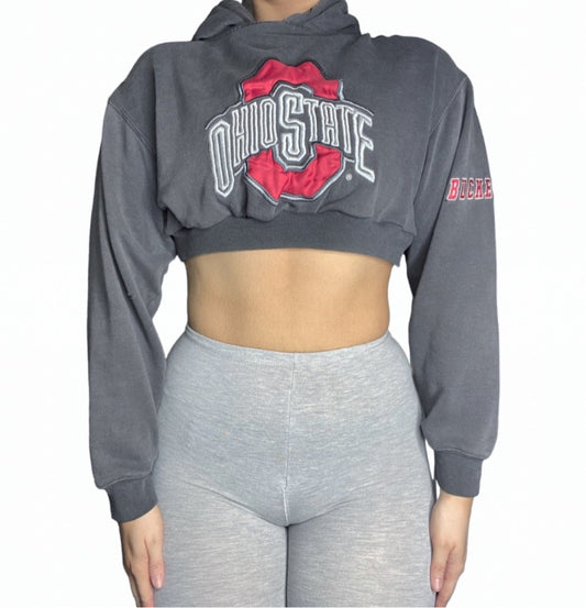 Ohio State University Reworked Crop Hoodie